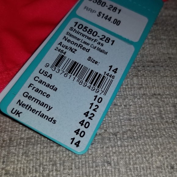 Womens Neon Red Seafolly one piece swimsuit - Picture 3 of 5